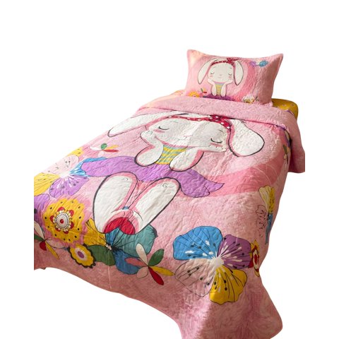 Genérico - Quilt Cubrecama De Verano Plaza Y Media Rosa 04