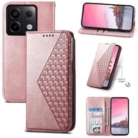 Funda Flip Foxdock Para Xiaomi Redmi Note 13 Pro 4G , Estilo Billetera Con Diseño Rombo, Correa De Mano Y Soporte, Uso Diario