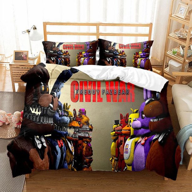Five_Nights_at_Freddy's 3 Pcs Comforter Set with 2 Pillowcases,Five_Nights_at_Freddy's Bedding Set Sheet Set for Kids Adults,All Season Lightweight
