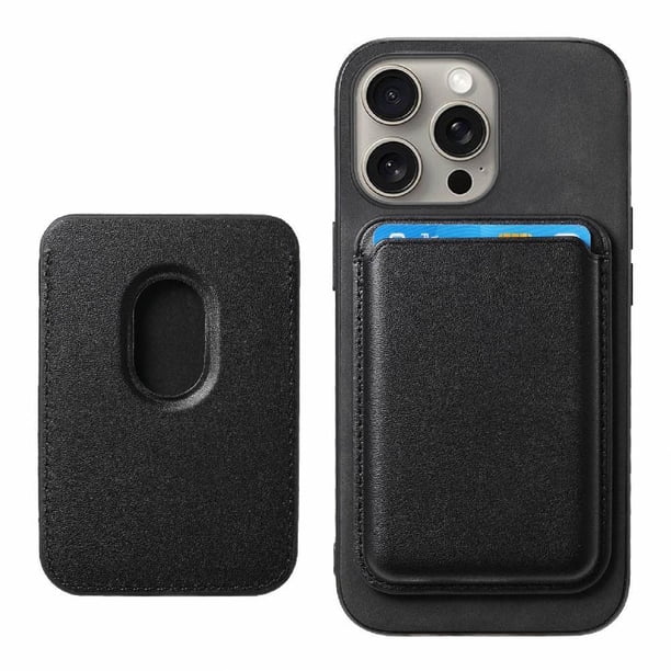 Funda de Cuero Magnética con Tarjetero para iPhone 16 Pro Cubierta Delgada Negro