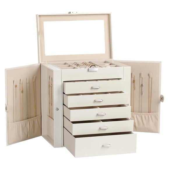 Joyero Organizador De 6 Niveles Color Blanco Perla