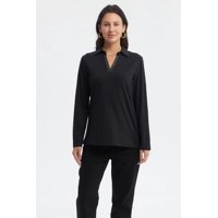 Fashionspark - Polera Mujer Cuello Camisero Negro