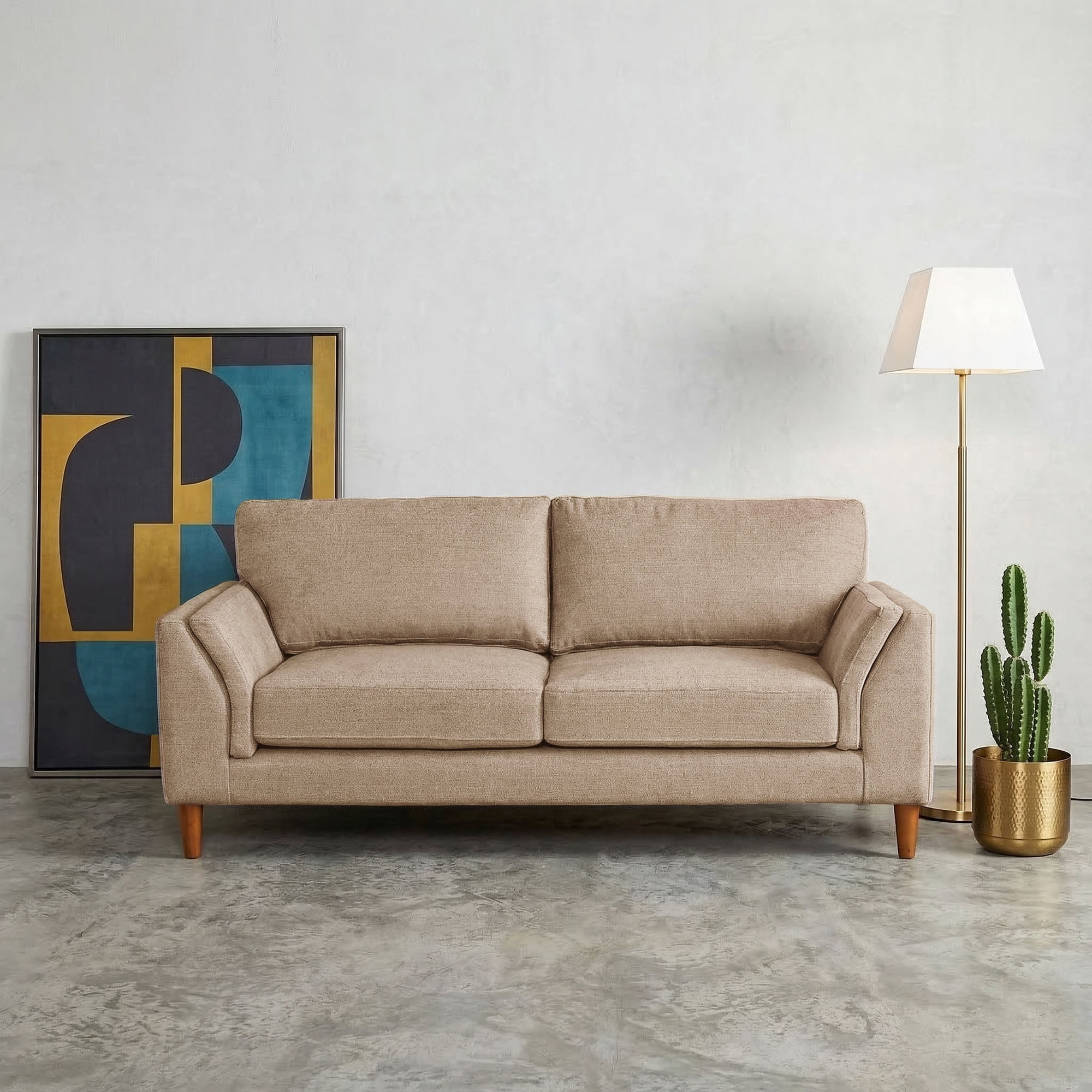 Latam Home - Sofá Milan 3c Con Resortes Pocket Lino Natural