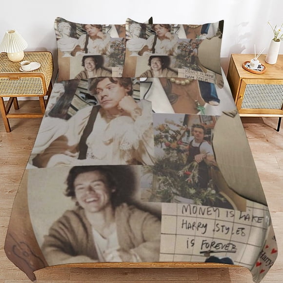 Harry Styles Bedding Solution Soft Texture Smooth Finish Cozy Zipper Duvet Cover Sets for Family Sleep