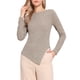 thumbnail image 1 of INSPIRE CHIC Top de Punto de Manga Larga para Mujer con Cuello de Barco para Otoño e Invierno con Dobladillo Irregular Camiseta Casual M Caqui, 1 of 6