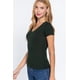 thumbnail image 3 of Saronite Camiseta Básica de Algodón Acanalado, Manga Corta, Cuello en V, Verde Oscuro (para Mujer), 3 of 4