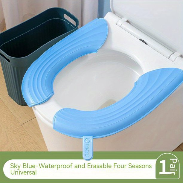 1pair Four Seasons Waterproof Toilet Mat with Handle - Thickened EVA Cushion for Comfortable Bathroom Experience