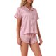 thumbnail image 4 of INSPIRE CHIC Conjunto de Pijama de Satén para Mujer con Ribete en Contraste Camisa de Botones con Solapa Suave y Pantalones Cortos con Volantes Ropa de Dormir Pequeño Rosa, 4 of 6