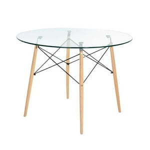 Pandalino - Mesa De Vidrio Redonda Elida 100Cm - Diseño Clásico Y Resistente Blanco 100Cm