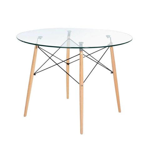 Pandalino - Mesa De Vidrio Redonda Elida 100Cm - Diseño Clásico Y Resistente