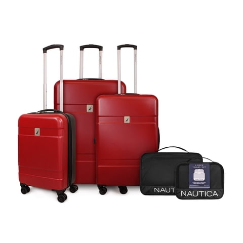 Nautica - Set 3 Maletas S+M+L Bora Rojo + Organizador De Viaje 2 Pzas. Negro