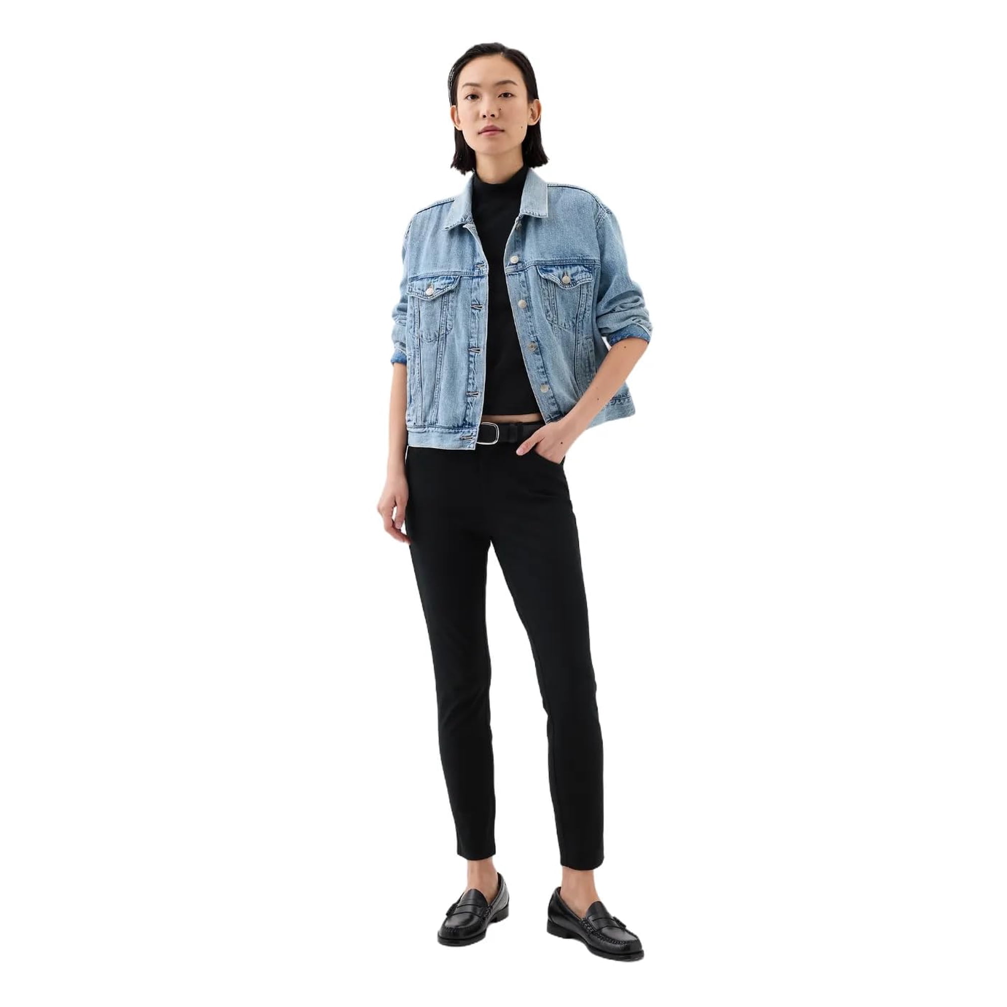Pantalones Ajustados Tobilleros Para Mujer Gap Bi-stretch Color Negro Verdadero Talle 16 Alto