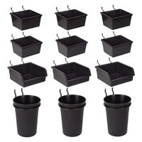 Ioensy - Surtido De Ganchos Para Clavijas, Paquete De 12 Contenedores Y Vasos Para Tableros Perforados, Organizador De Contenedores Para Tableros Perforados