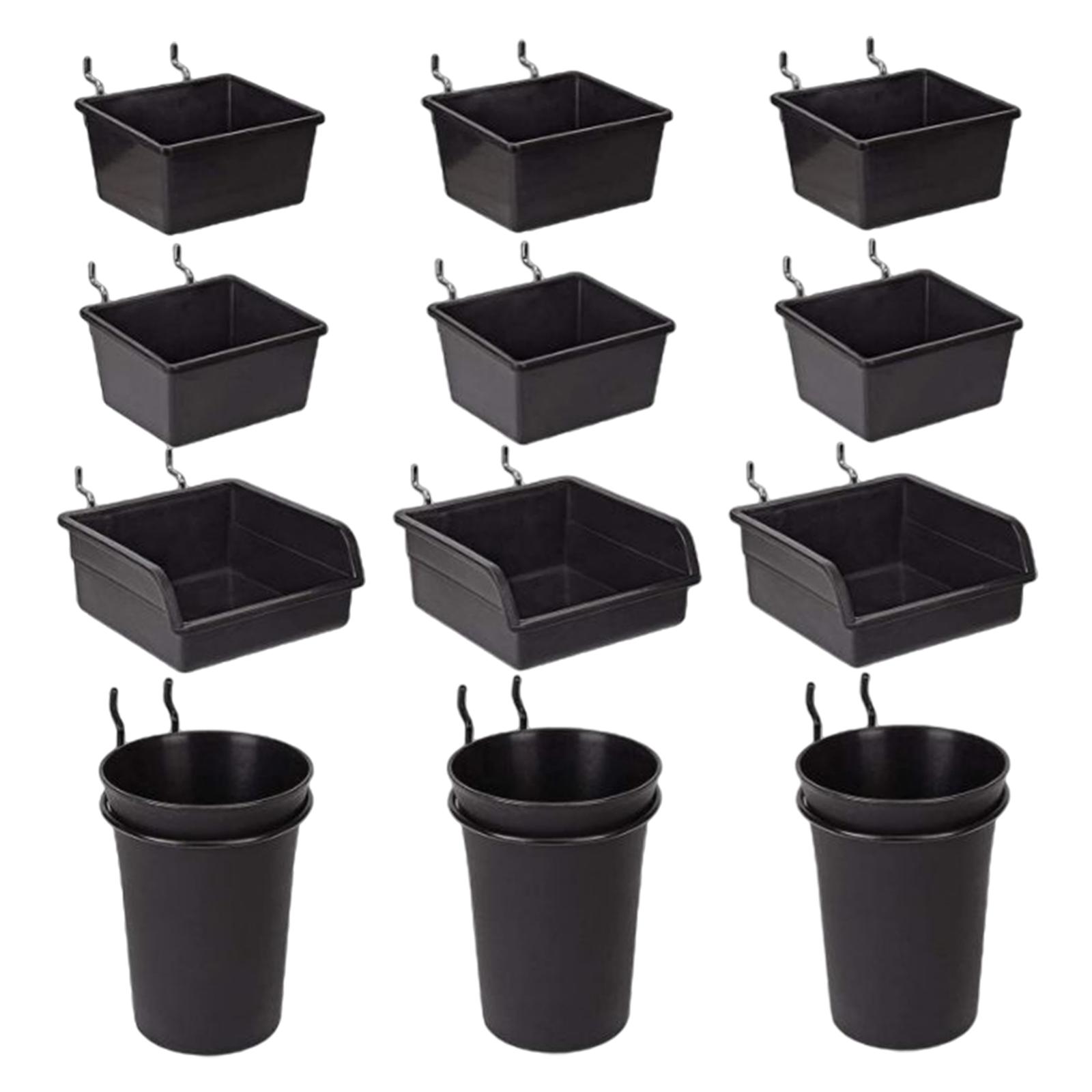 Ioensy - Surtido De Ganchos Para Clavijas, Paquete De 12 Contenedores Y Vasos Para Tableros Perforados, Organizador De Contenedores Para Tableros Perforados