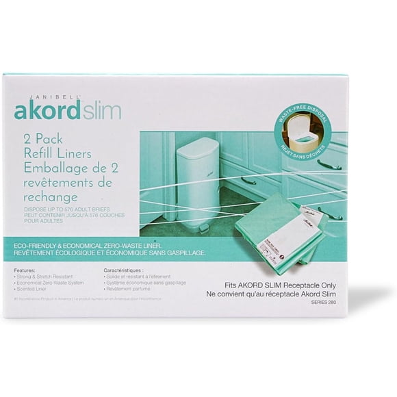 Janibell Akord Slim Adult Diaper Pail Refill Liners, 2 Count