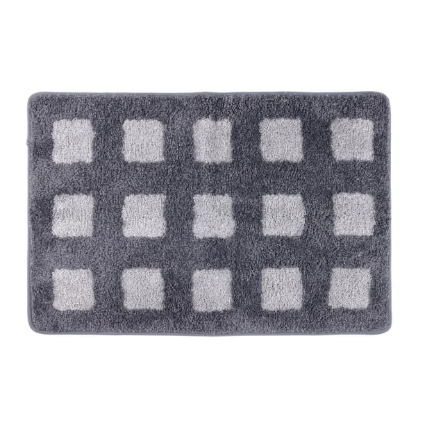 REGALWOVEN Alfombras de Baño Absorbentes Antideslizantes Alfombra de Baño a Cuadros Suave y Acolchada para Decoración del Hogar Gris 32" x 20"