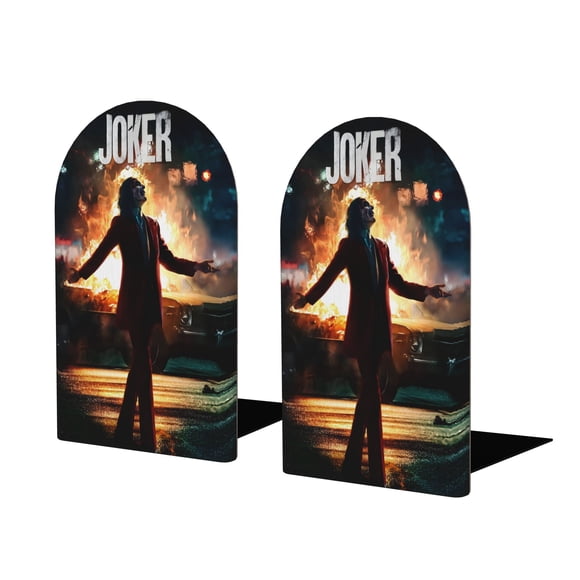Joker: La Película Sujetalibros decorativos temáticos, tope para estantería con base antideslizante, uso dual para hogar y oficina - 2 piezas