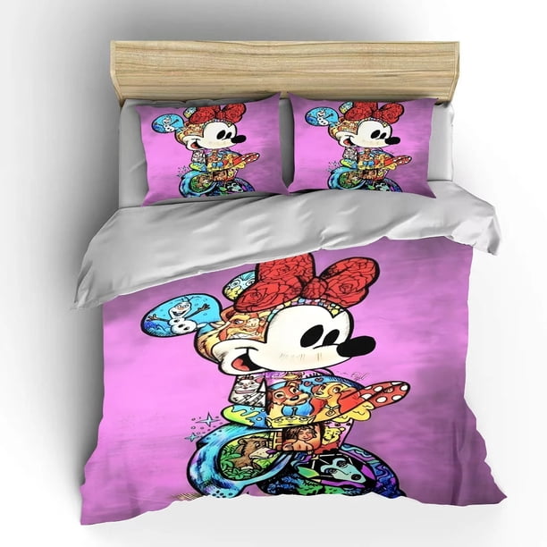 Minnie Cartoon Printed Children's Comforter Set Cute Cartoon Set 100% Polyester 3 Piece Set Luxury Bedding Decoration Bed Sheets