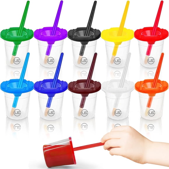 Set de Vasos de Pintura Ultimate Stationery 10 uds sin derrames con pinceles