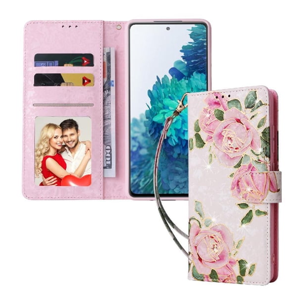 FOXDOCK Funda Tipo Cartera Floral para Samsung Galaxy S10 Plus ,Funda con Tapa de Cuero PU, Protección Antigolpes con Ranuras para Tarjetas y Soporte