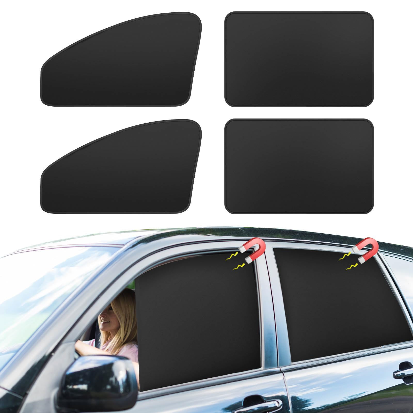 Xusx111 - Cortinas De Coche Para Ventana Lateral - 4 Piezas Privacidad Sombras De Sol Cubiertas De Ventana De Coche De Bloque Magnético Ligero Con Sensación Más Fría (destro, 4 Piezas)