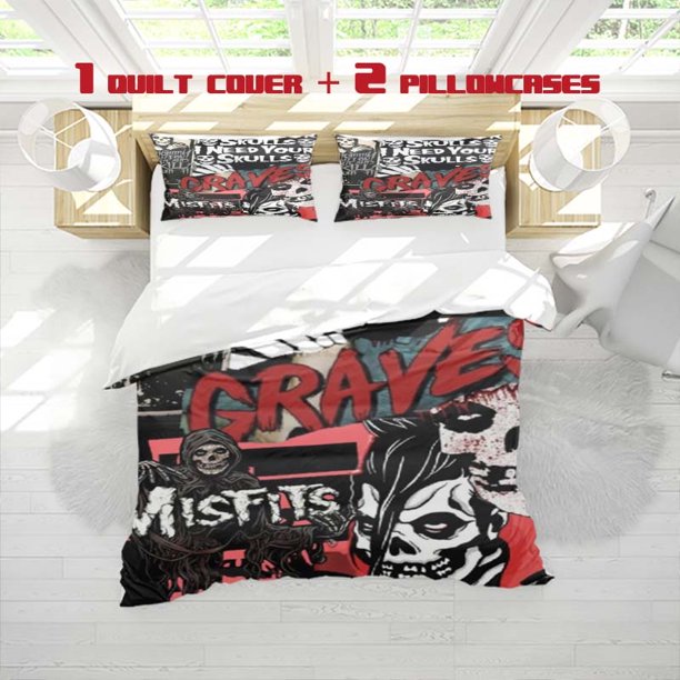 3pcss Goth Band Print 3pcs Bedding Soft Duvet Cover & Two Pillowcases