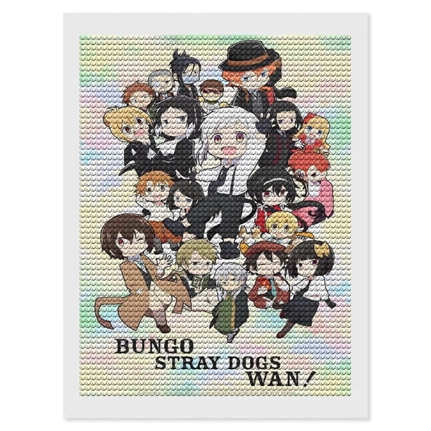 Bungou Stray Dogs Kits de Pintura de Diamantes para Adultos 5D DIY Diamond Art Kits Full Drill Diamond Dots para Regalo Decoración de Pared y Relajación Artes de Gemas 30*40cm