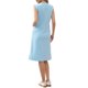 thumbnail image 3 of Vestido de trabajo con mangas cortas para mujer, verano, midi, cuello redondo, casual, con abertura en el dobladillo, M, azul claro, 3 of 6