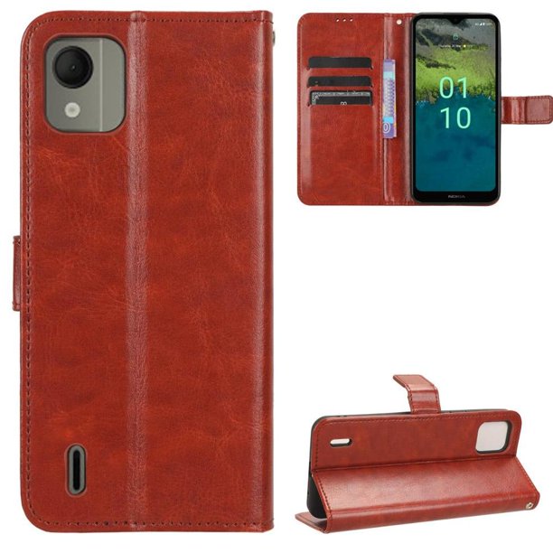 Funda tipo libro para Nokia C110 4G, cartera todo‑en‑uno, funda multifuncional con tarjetero y correa de muñeca desmontable