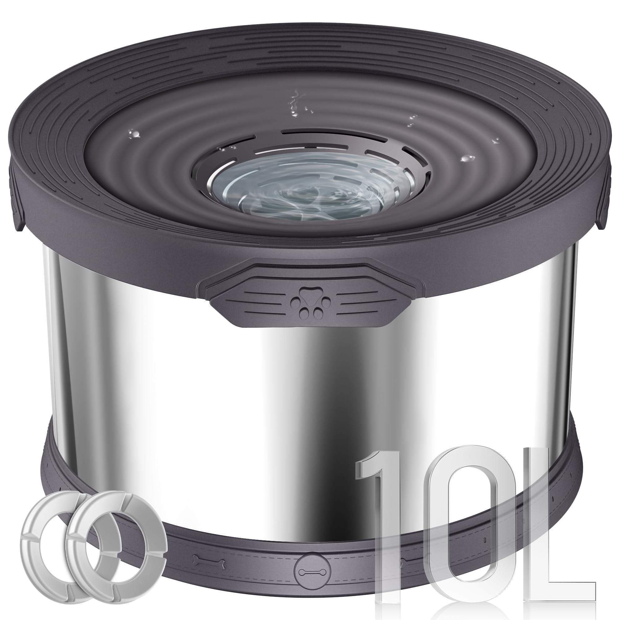Cuenco De Agua Para Perros Upsky No Spill, 10 L, Acero Inoxidable Gris
