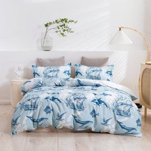 Milsleep - 3D Cartoon Sea Sailing Shark Funda Nórdica Juego De Cama Set Funda Nórdica