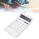 thumbnail image 2 of Calculadora de oficina blanca con pilas solares, teclas grandes y pantalla LCD transparente., 2 of 8