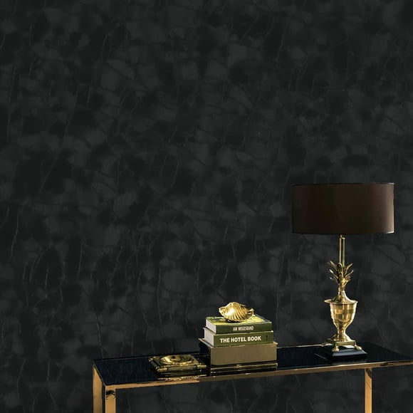 Papel tapiz negro vinílico autoadherible Yasinet 200 x 40 cm