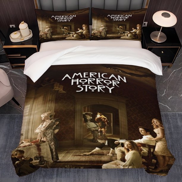 3pcs American Horror Desolate Mansion News Themed Printed Three-Piece Bedding Set Soft Duvet Cover And Two Pillowcases