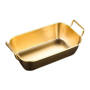 Magideal - Fries Plate Bandeja Acero Inoxidable Plato Comida Bandeja Multifuncional Plato Fruta Función Antioxidante Adecuado Para Bodas Fiestas Mesa De Comedor Áurea L