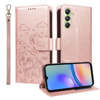Funda Billetera Foxdock Compatible Con Samsung Galaxy A05S, Diseño Perrito Tierno, Ranuras Para Tarjetas Y Soporte Plegable
