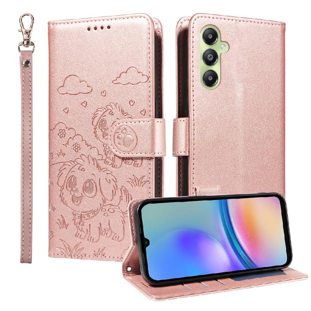 Funda Billetera Foxdock Compatible Con Samsung Galaxy A05S, Diseño Perrito Tierno, Ranuras Para Tarjetas Y Soporte Plegable