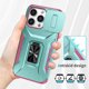 thumbnail image 3 of Funda Armada para iPhone 14 Pro Max con Tapa Deslizante y Soporte Magnético Giratorio Verde, 3 of 5