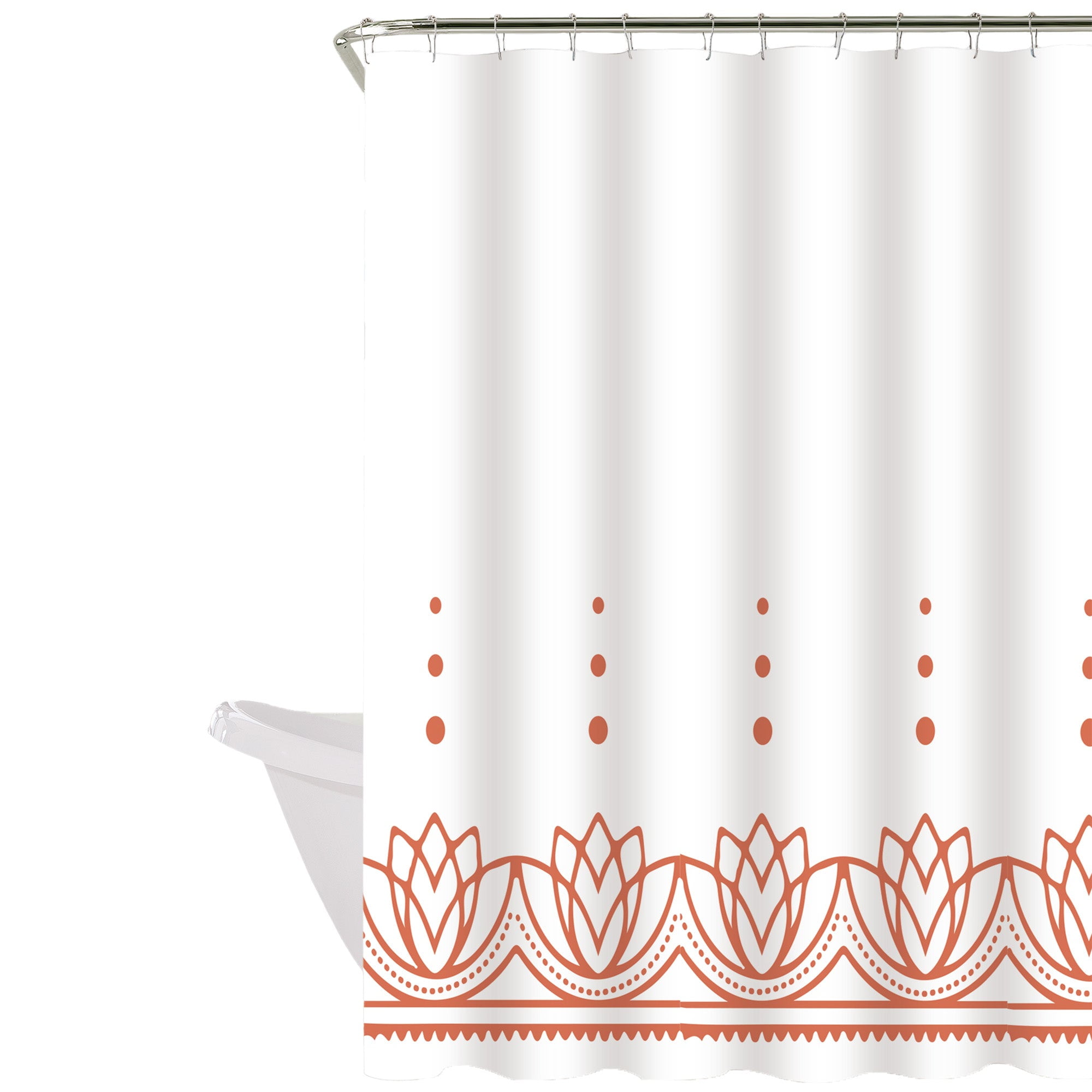 Decoexpress - Cortina De Baño 180x180 Impermeable + 12 Ganchos Loto Coral