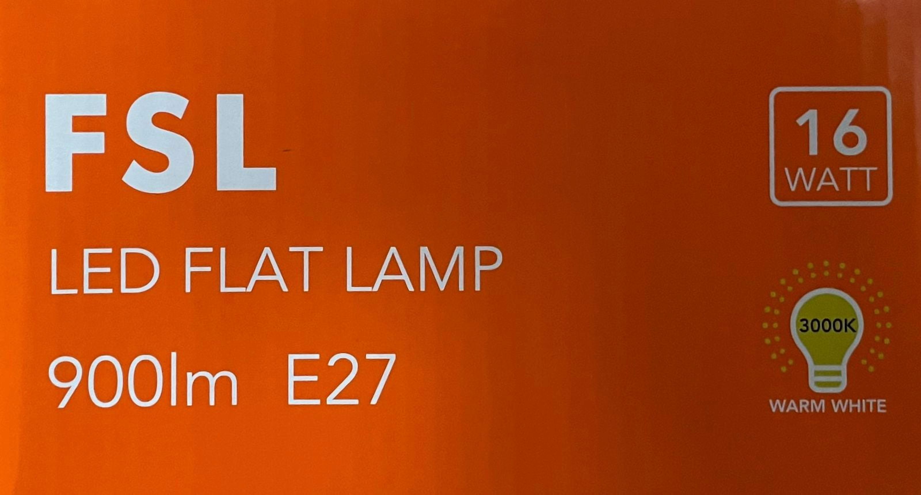 Ampolleta Led Flat 16W (180-265V) Rosca E27 Luz Cálida (3000K) Fsl