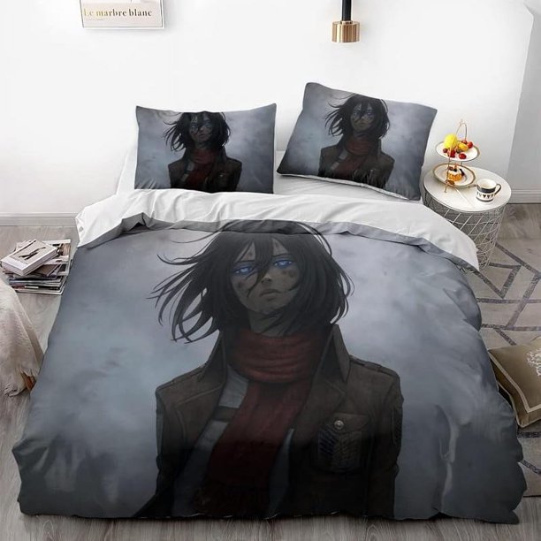 Invad-e on Tita-n Eren Levy-i Anime Soft-t 3D Printe -- d Duvet Co-ver Bedding- Set with -Co-mfort-er Cover