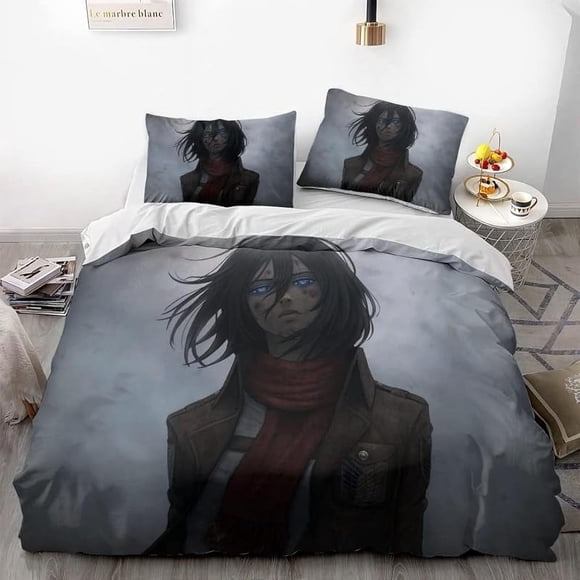 Invad-e on Tita-n Eren Levy-i Anime Soft-t 3D Printe -- d Duvet Co-ver Bedding- Set with -Co-mfort-er Cover
