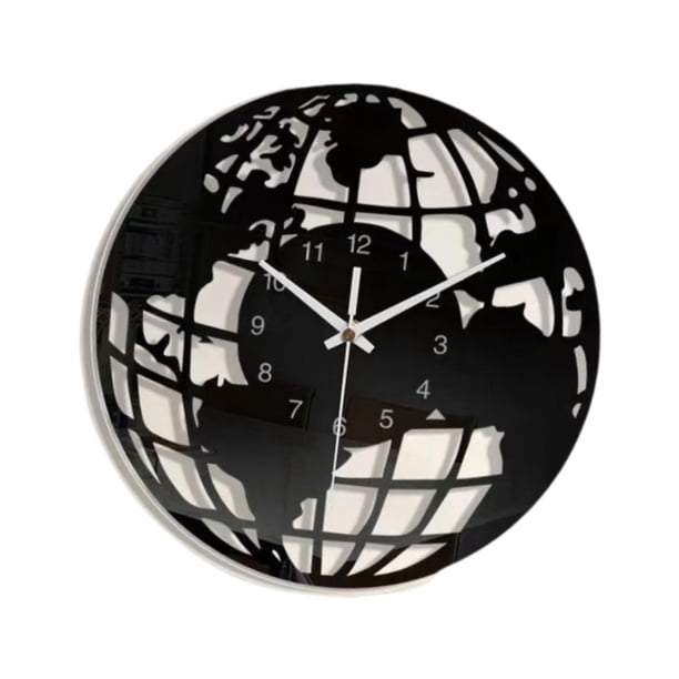 Reloj de pared con diseño de mapa del mundo de acrílico, decoración del hogar, movimiento preciso, decorativo, negro, para regalo de inauguración de 30 centímetros