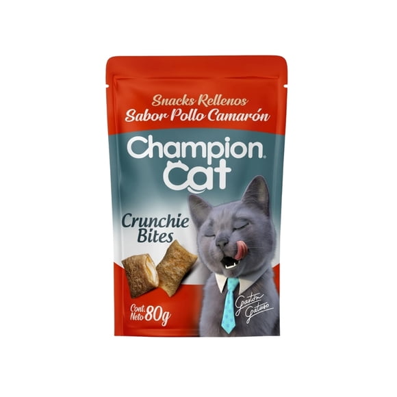 CHAMPION CAT CRUNCHIE BITES POLLO-CAMARON 80GR