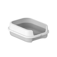 Magideal - Caja De Arena Para Gatos Abierta Para Gatos De Interior, Inodoro Para Gatos De Lados Altos, Espacio Grande, Caja De Arena Antideslizante Para Conejos, Gris