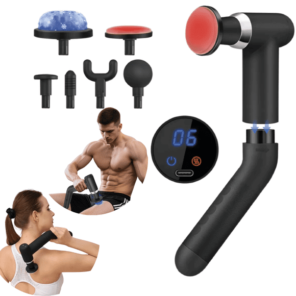 Pistola Masaje Muscular Con Terapia Calor Y Frío 6 Cabezales
