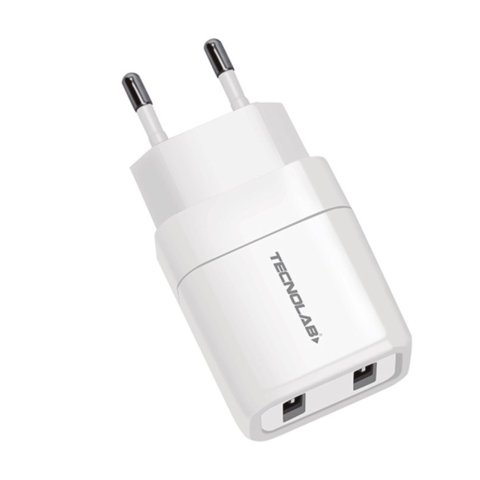 Tecnolab - Cargador Dual Usb 12W + Cable Micro Usb Certificado Sec - Ps