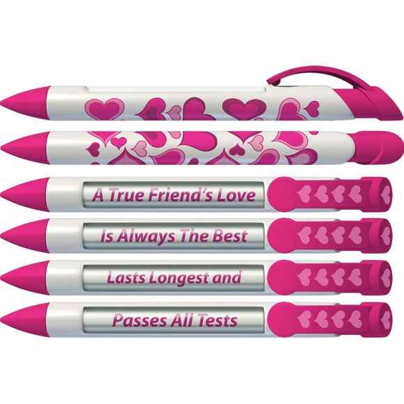 Juego de bolígrafos Greeting Pen Friend con corazones de color rosa magenta con 6 bolígrafos