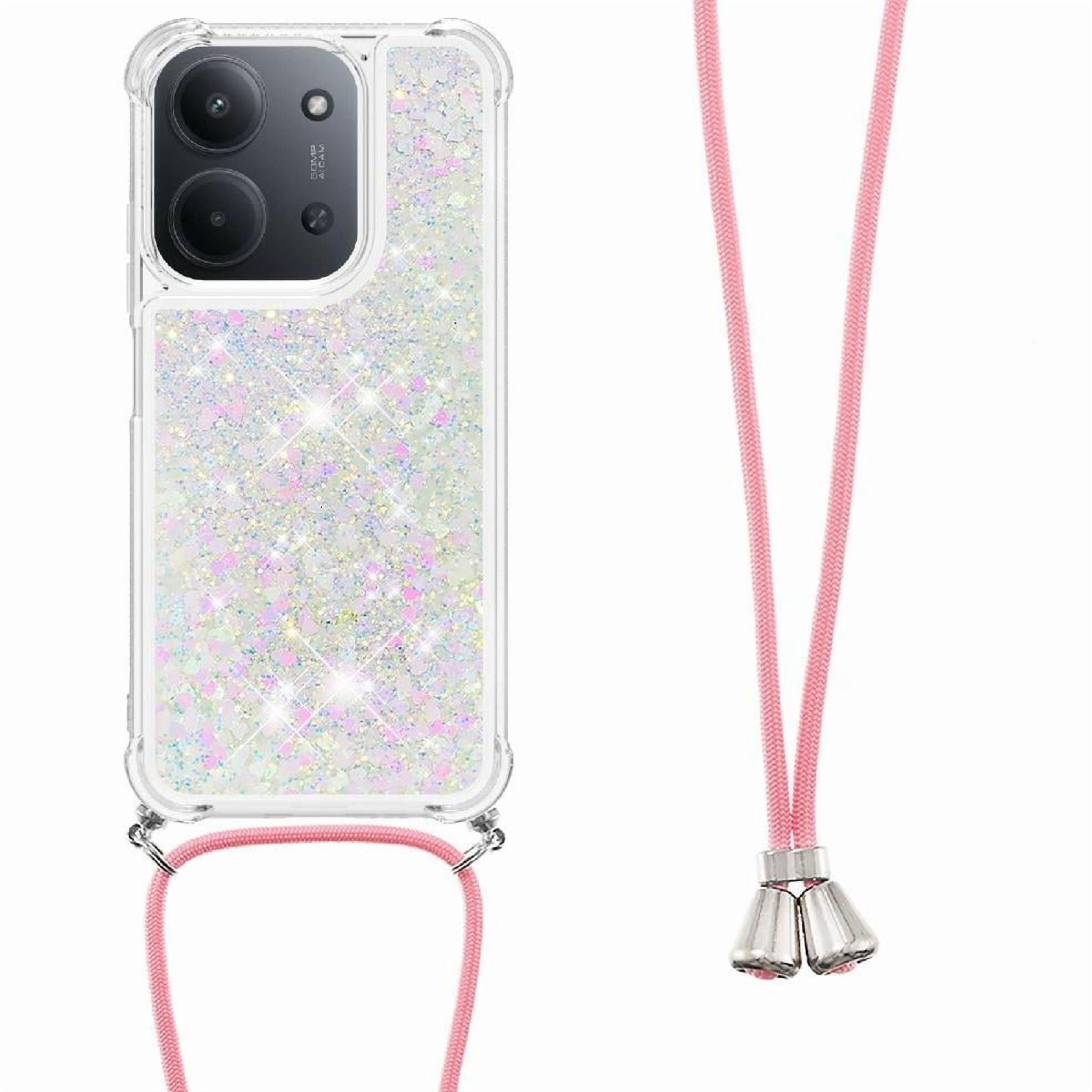 Funda Foxdock Para Xiaomi Redmi 15c Con Cuerda Ajustable, Brillo Líquido, Protección Antigolpes Y Lente – Ideal Para Regalo