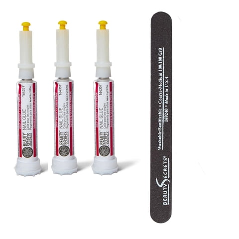 Pegamento Para Uñas Beauty Secrets, A Prueba De Goteo Y Obstrucciones, Con Juego De Limas De Uñas